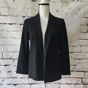 Alfani Black Shawl Neck Open Front Women's Blazer Size 4P 3/4 Sleeve Corpcore